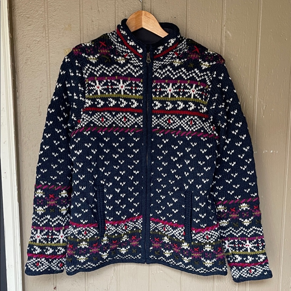 Laundromat wool full zip sweater jacket